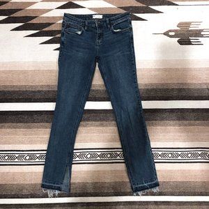 Free People Skinny Frayed Raw Hem Jeans